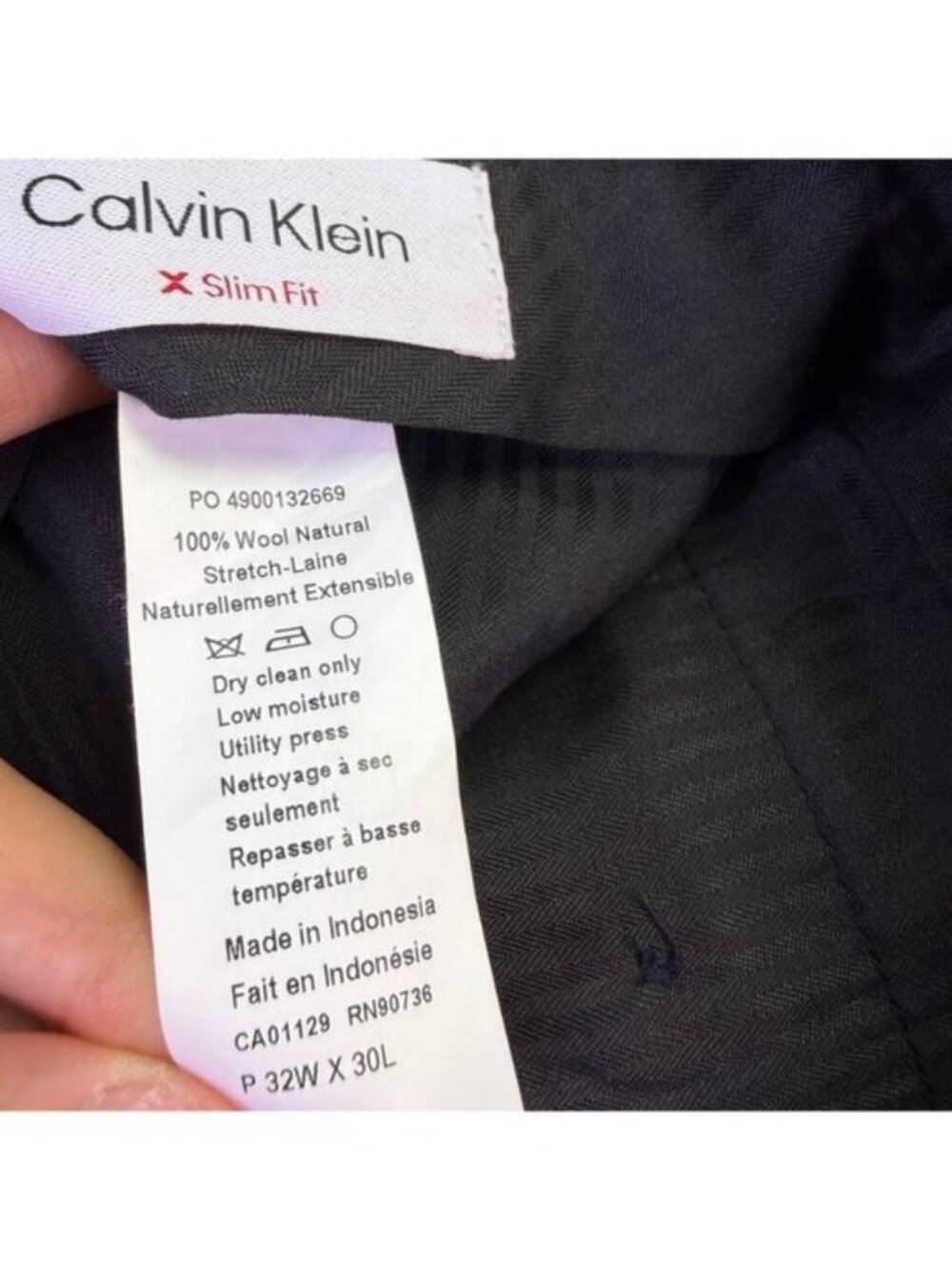 Calvin Klein Mens Blue Slim Fit Dress Pants  Classic Trousers Size 32W X 30L - Picture 5 of 6